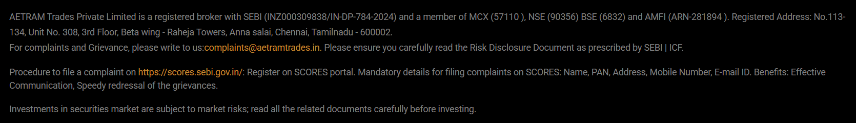 SAETRAM trades declaration