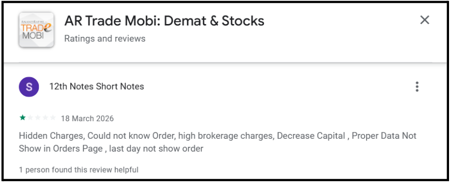 User review showing unexplained capital deduction, hidden charges, and missing trade order records