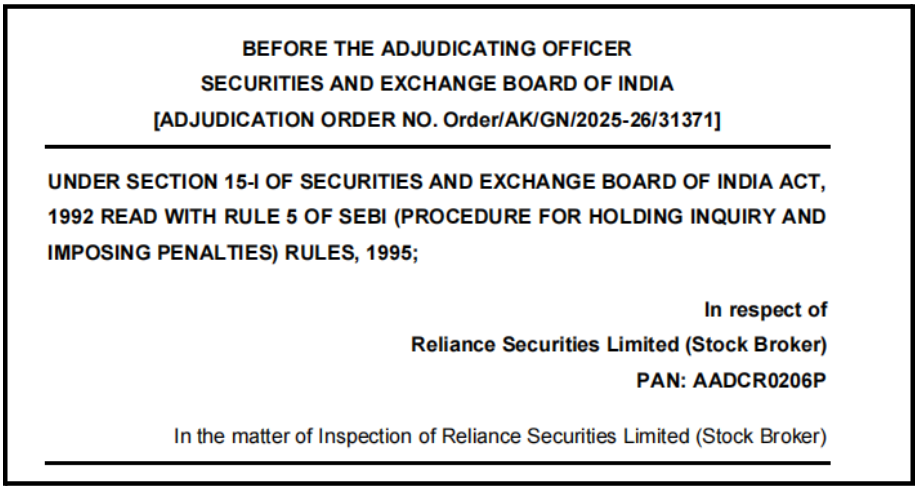 Reliance Securities SEBI Order