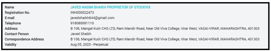 Is StockVix SEBI Registered