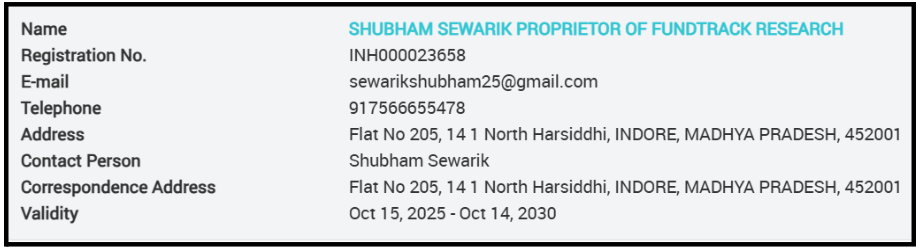 Is Fundtrack Research SEBI Registered