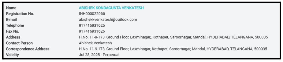 Is Abishek Kondagunta Venkatesh SEBI Registered
