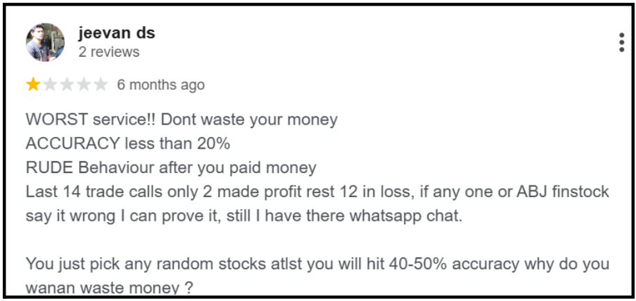 ABJ Finstocks User Complaints