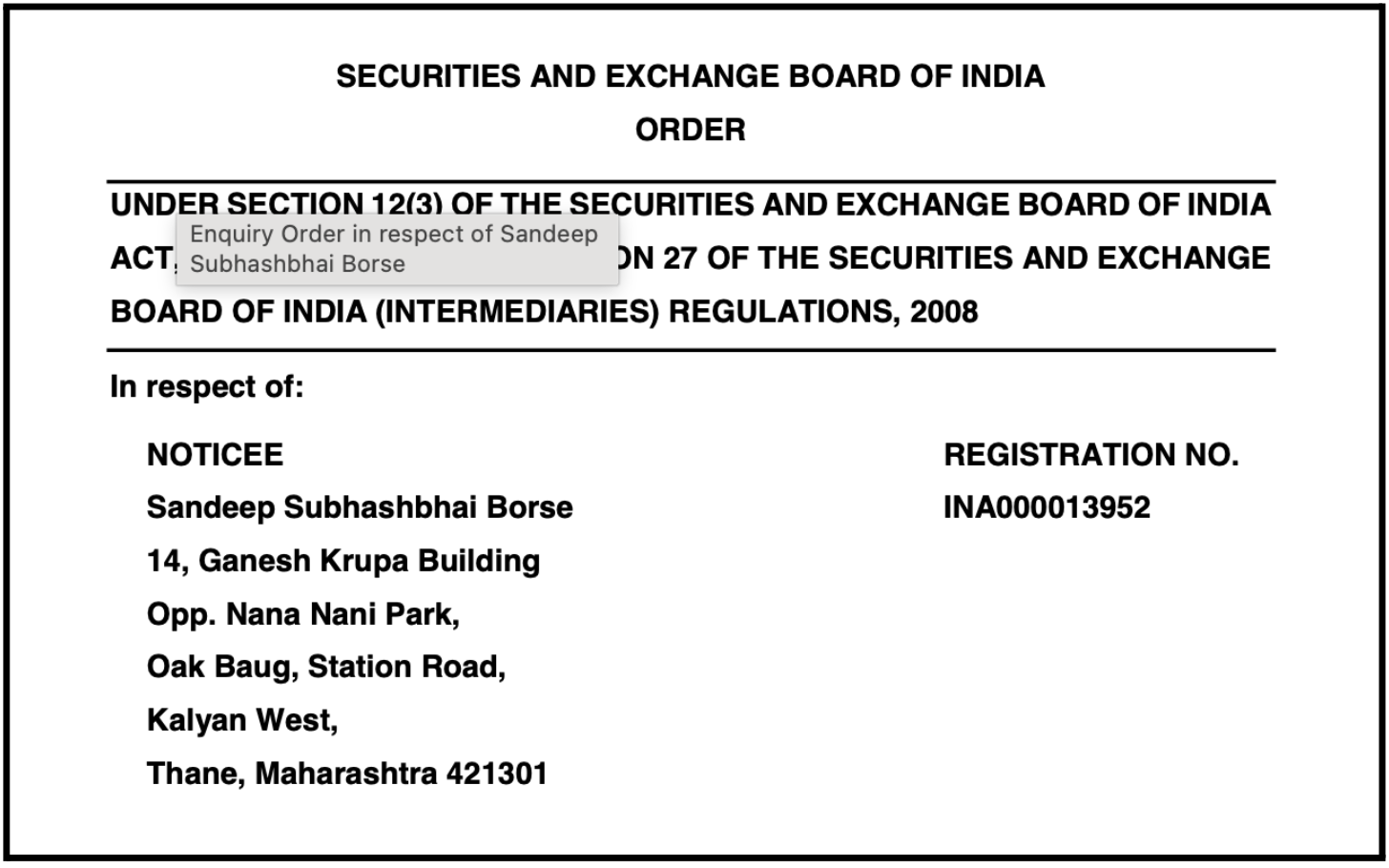 my stock services sebi order