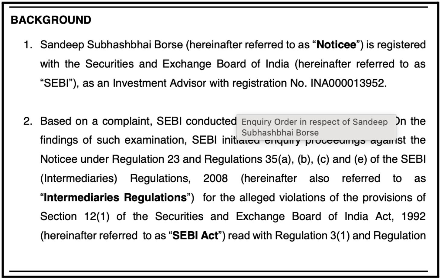my stock services sebi order