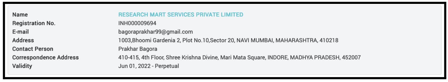 research mart sebi registration number 