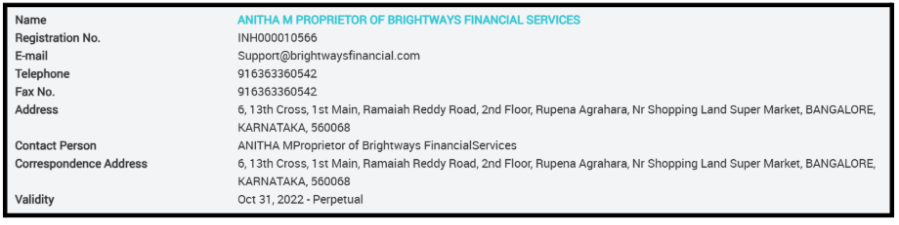 Anitha M SEBI Registered