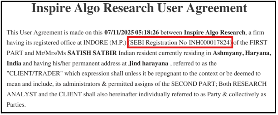 Is Inspire Algo Research SEBI Registered