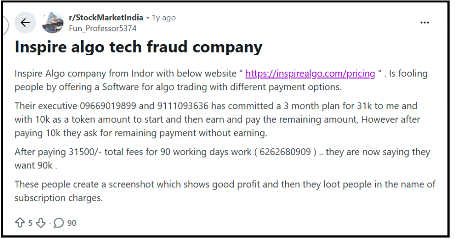 Inspire Algo Research User Reviews