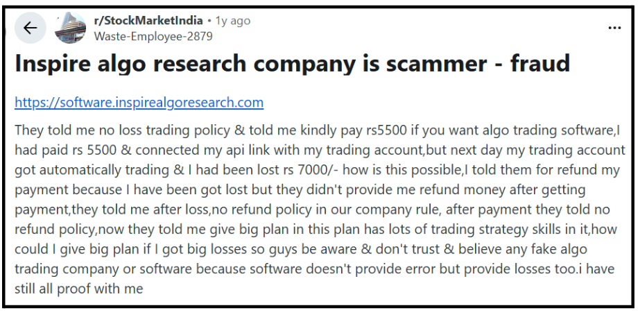 Inspire Algo Research User Reviews