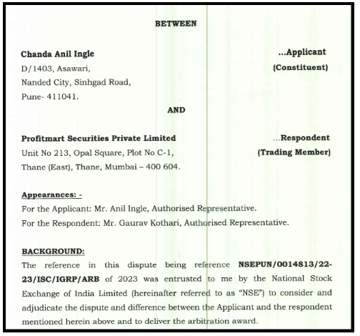 Profitmart Securities Arbitration Case
