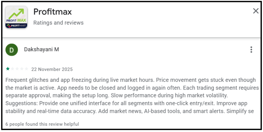 Profitmart Securities User Feedback