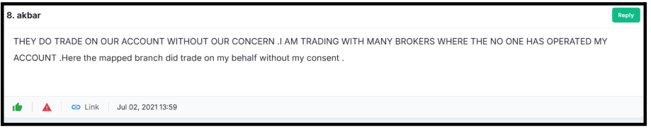 Profitmart Securities Unauthorised trading