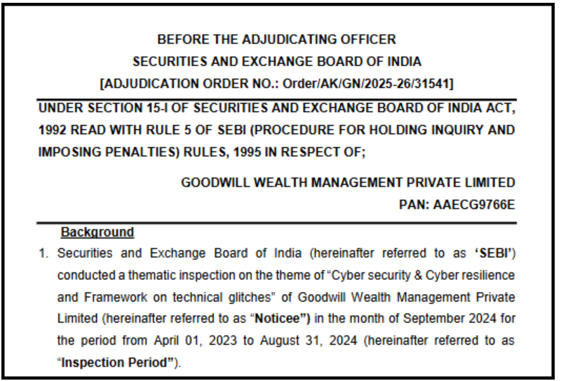Goodwill Wealth Management SEBI Order