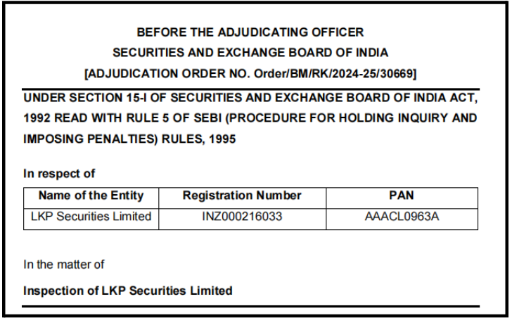 LKP Securities SEBI Order