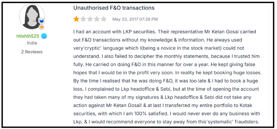 LKP Securities User Reviews