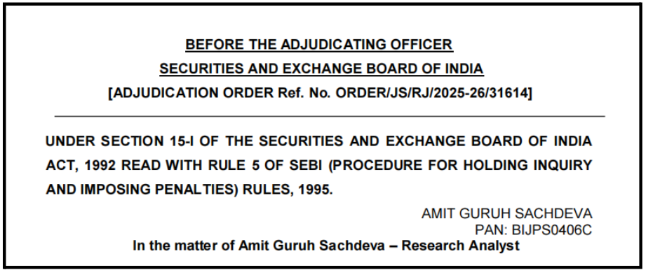 Amit Guruh Sachdeva SEBI Order