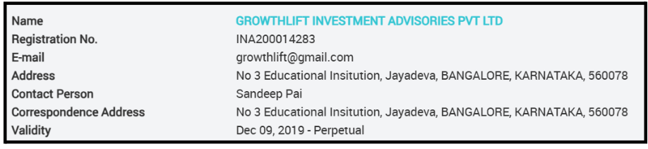 Growthlift Investment Advisories SEBI regitration