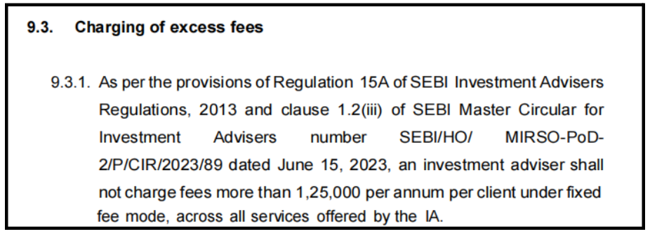SEBI's fixed fee ceiling for Investment Advisers