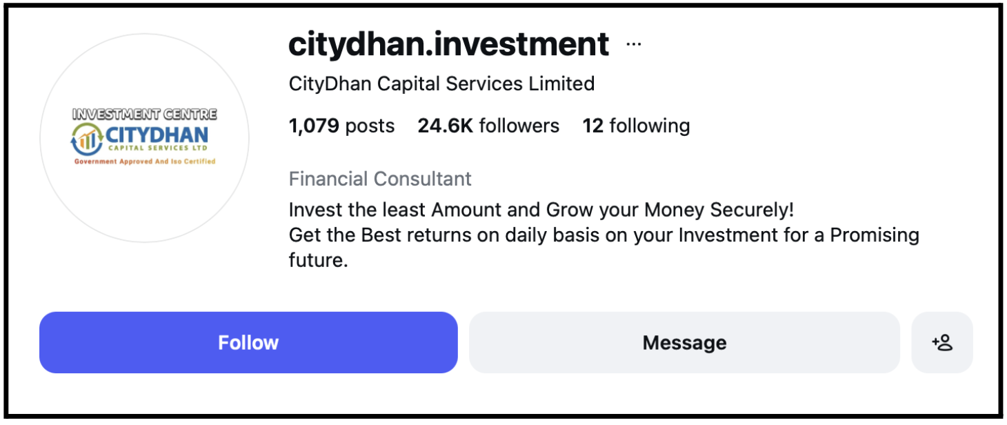 City Dhan Capital Instagram