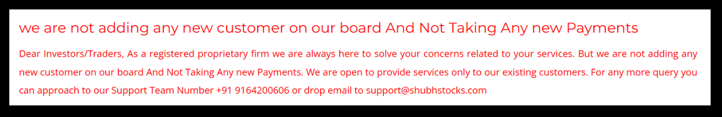 Shubh Stocks Capital website