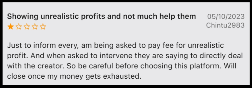 Tradetron user review