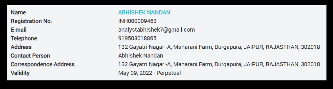 abhishek nandan sebi details