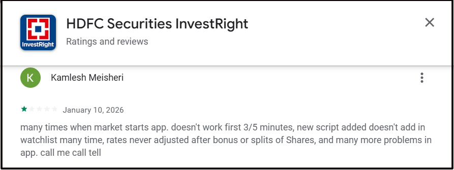 HDFC Securities problems