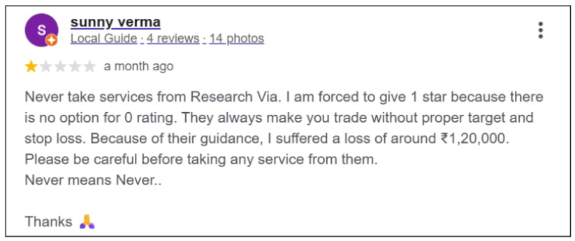 Researchvia user reviews