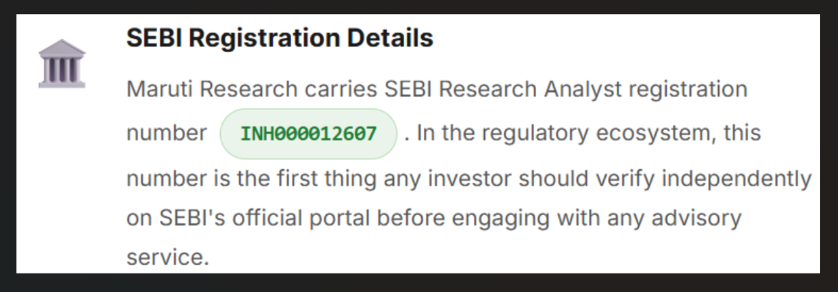 maruti research sebi details