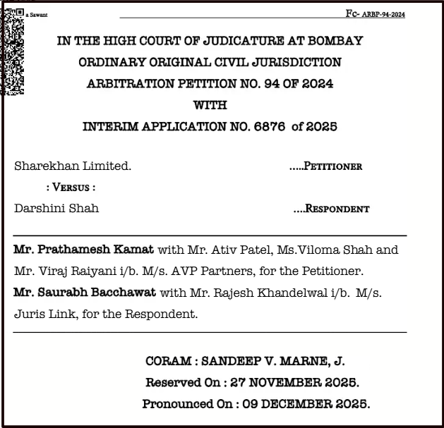 Sharekhan Arbitration Case