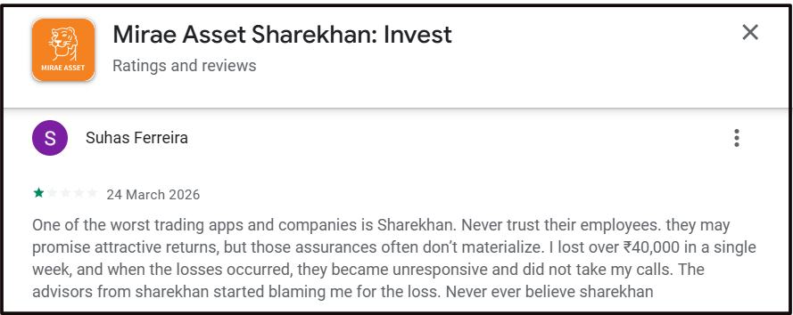 Sharekhan user review