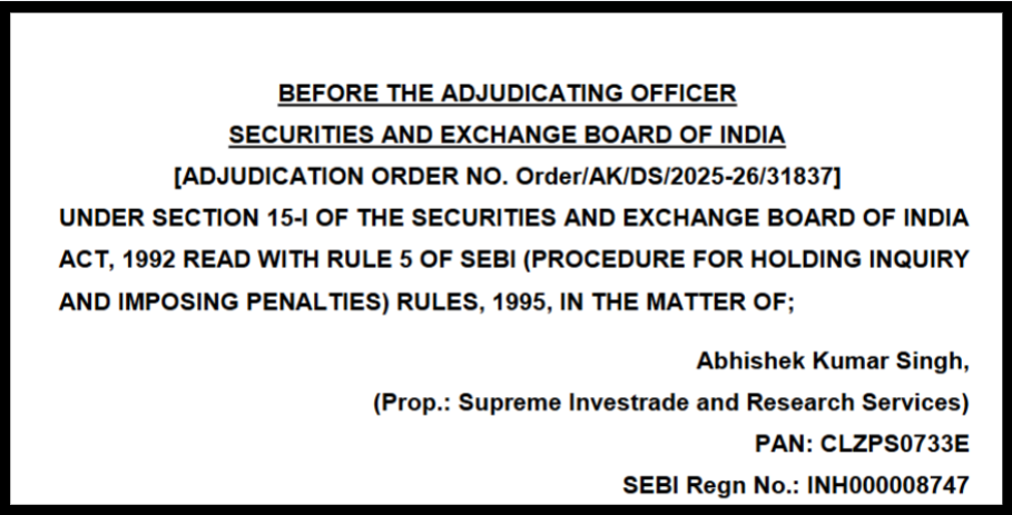 Abhishek Kumar Singh sebi order