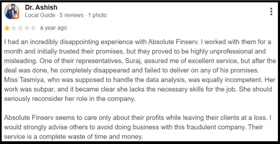Absolute Finserve reviews