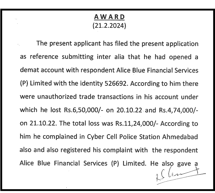 Alice Blue Arbitration