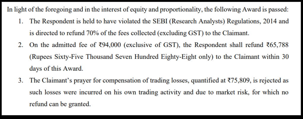 Alpha Wealth Research arbitration order