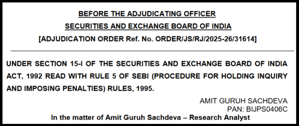 Amit Guruh Sachdeva sebi order