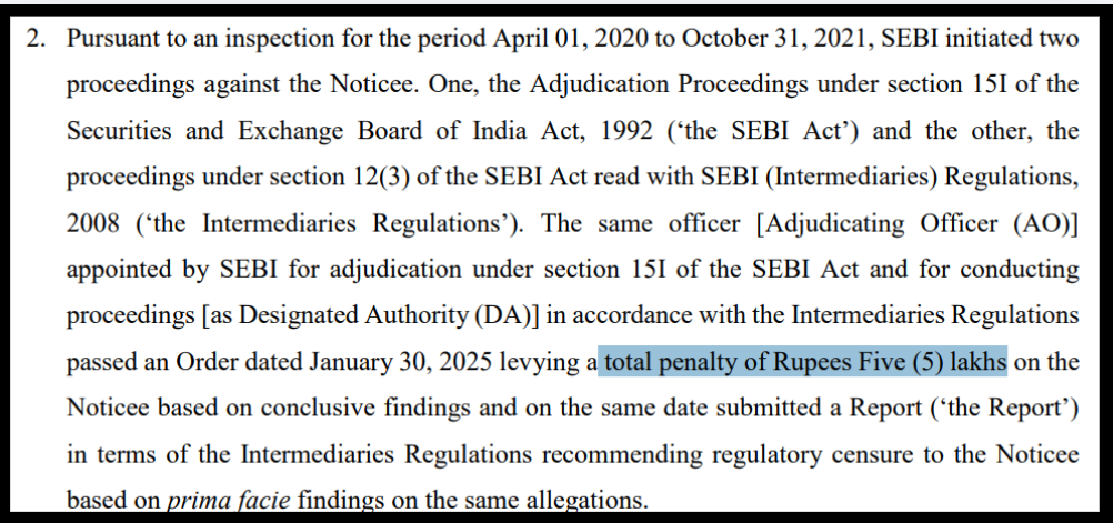 Anand Rathi Share and Stock Brokers Limited penalty