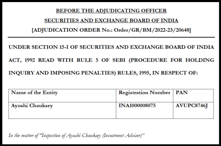 Ayushi Chauksey sebi order