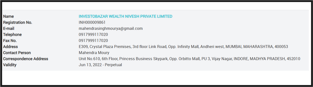 Investobazar Wealth Nivesh SEBI Registered