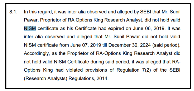 Lapsed NISM Certification