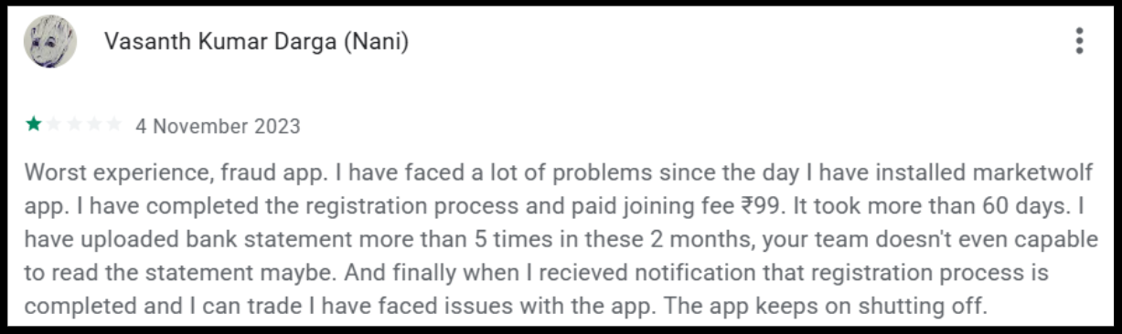 Marketwolf user complaints