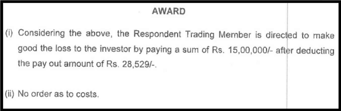 Meera Agrawal vs IIFL Securities Limited award