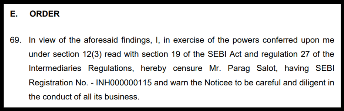Parag Salot sebi penalty