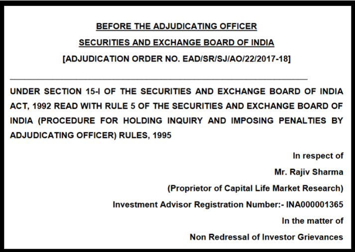 Rajiv Sharma SEBI order
