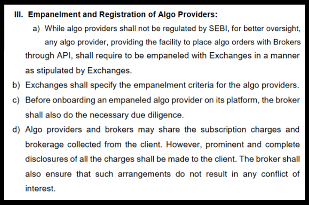 SEBI Algo Trading circular