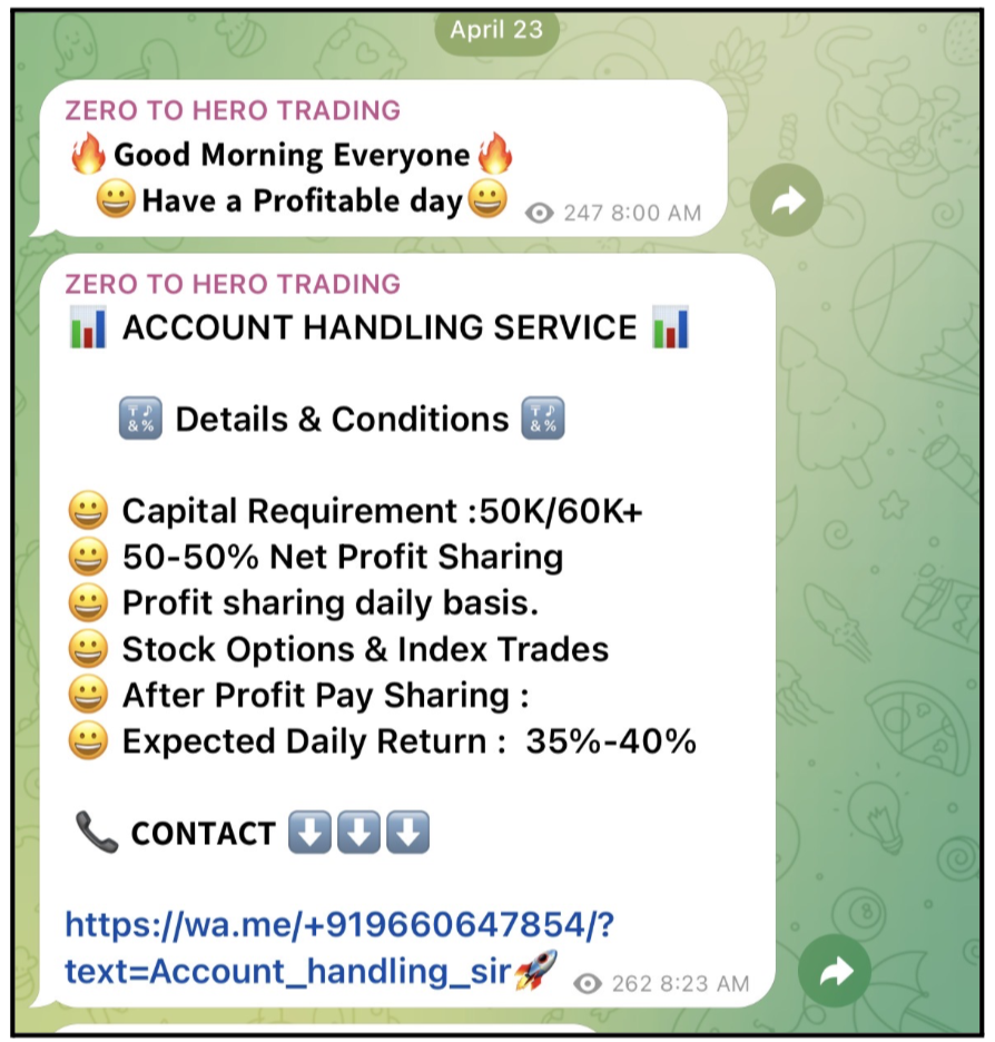 zero to hero telegram channel scam
