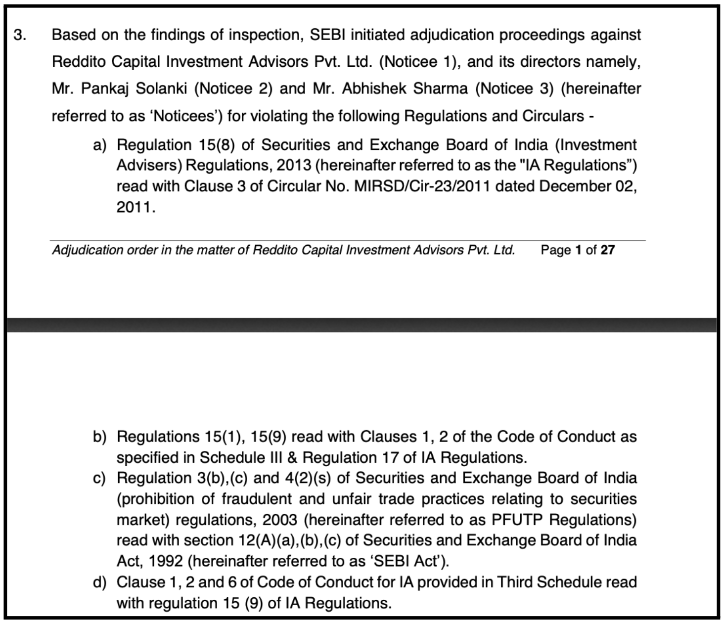 reddito capital sebi order voilations