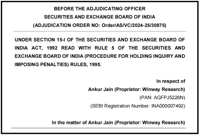 SEBI Orders Against Winway Research