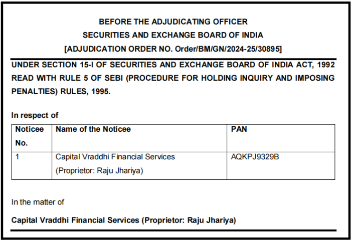Capital Vraddhi Financial Services SEBI Order